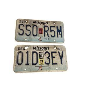 Vintage Missouri License Plates Pair Vehicle and Trailer SS0R5M September Decemb